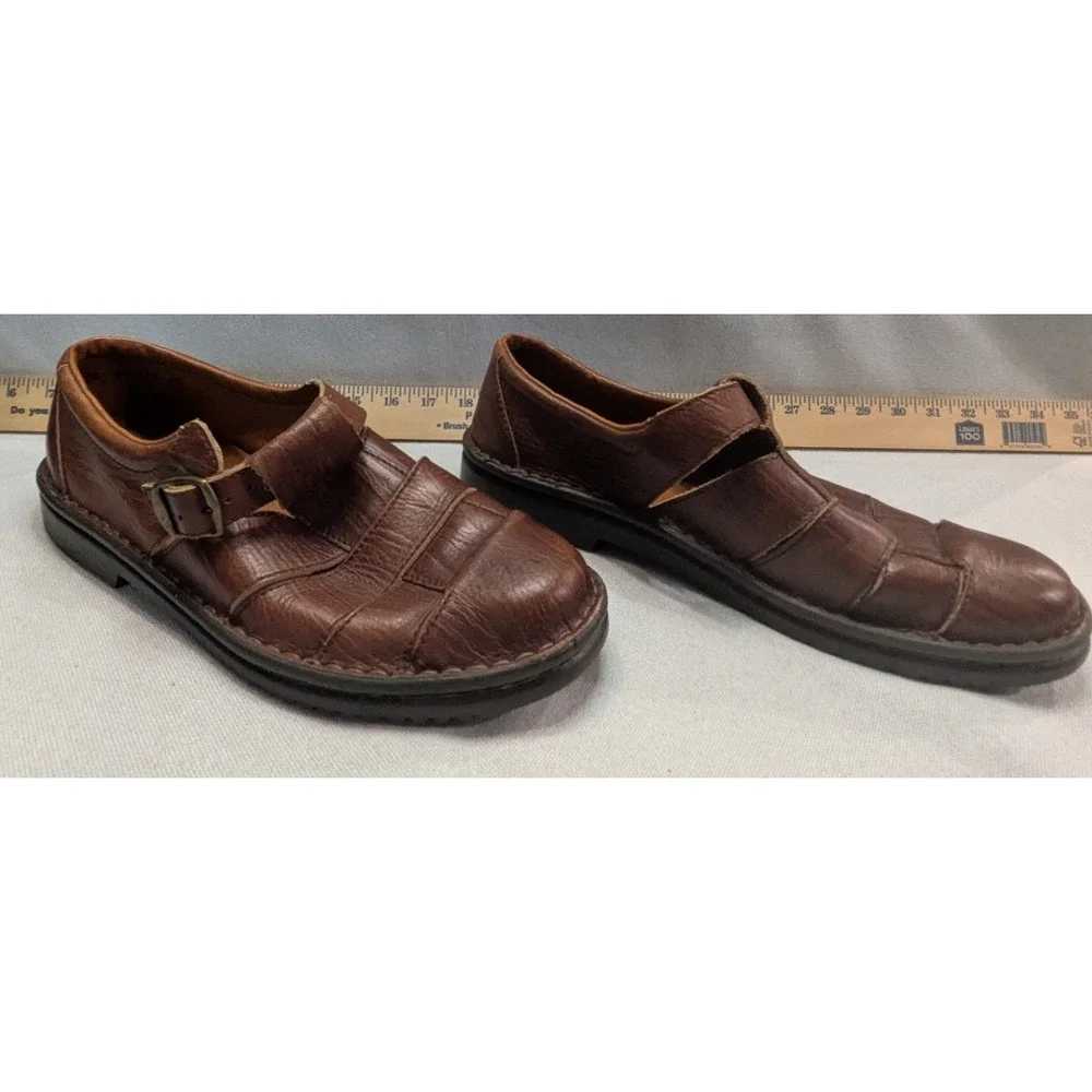 Josef Seibel Fisherman Shoes Mens 44 Brown Good Leather Monk Strap Handmade